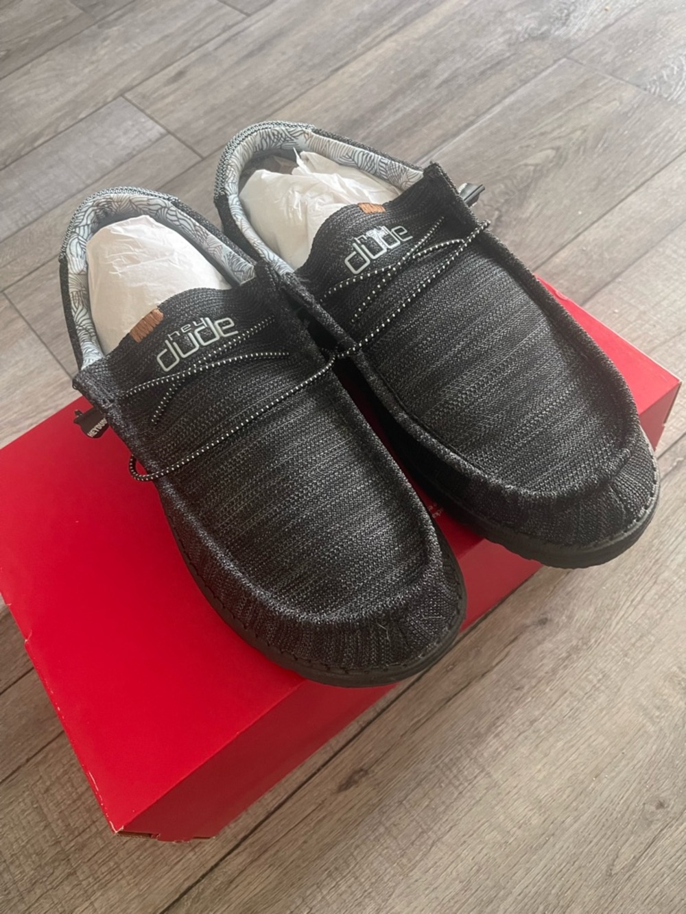 Hey Dude Black Knit Slip-On Loafers for Men